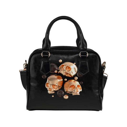 Golden Death Skull Biker Shoulder Handbag