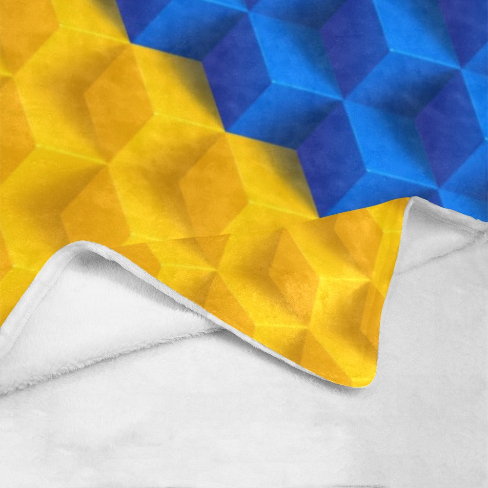 Ukraine Cube Background Ultra-Soft Micro Fleece Blanket 60"x80"