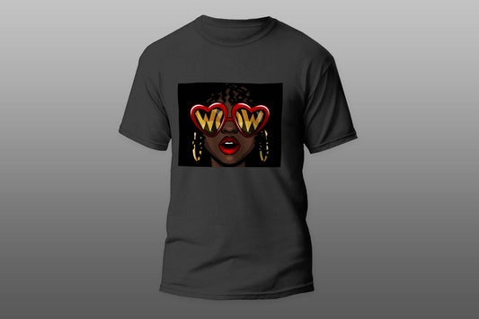 Afro American Woman WoW Sunglasses camiseta T-shirt - Top Content | POD Collection | Free Shipping