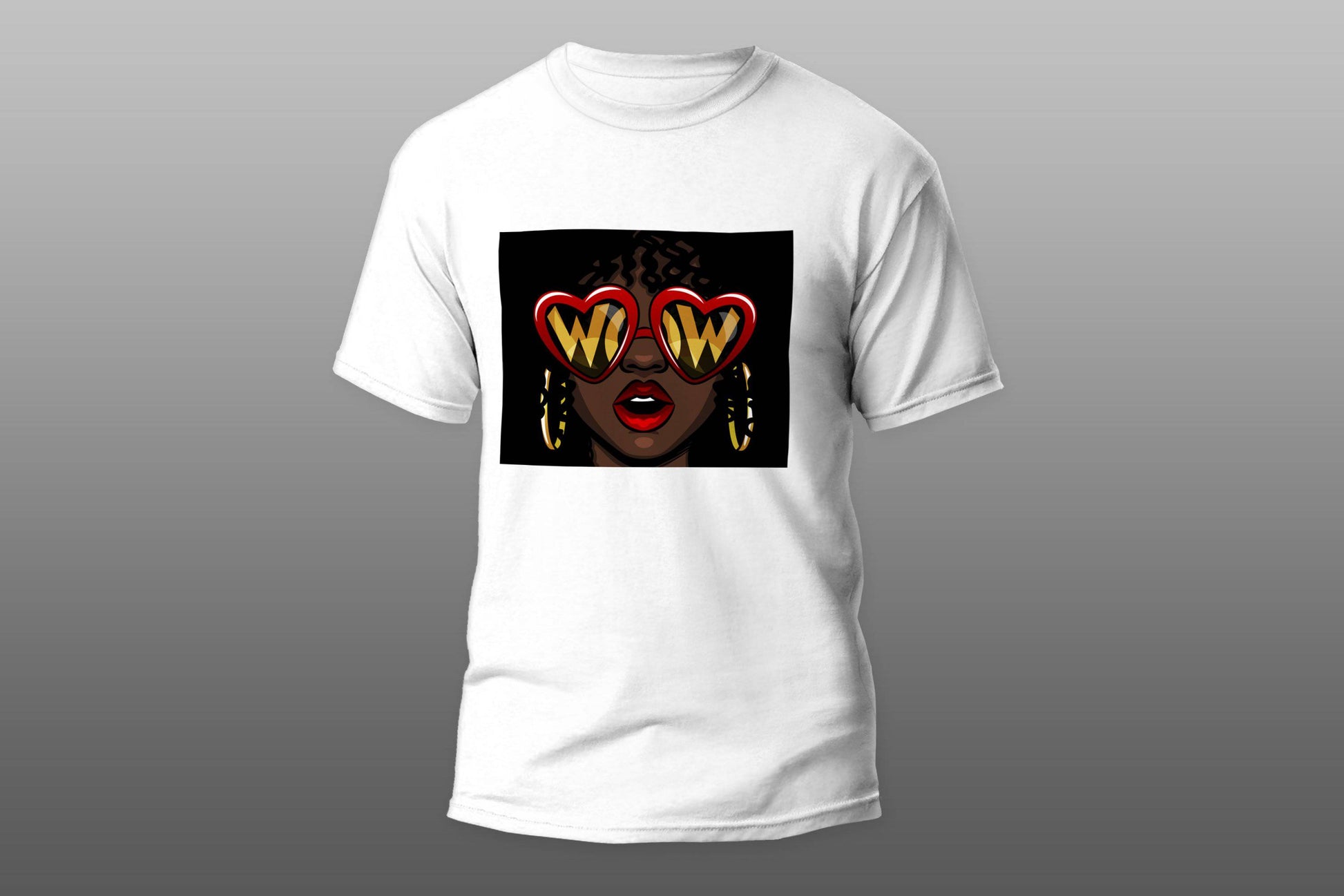 Afro American Woman WoW Sunglasses camiseta T-shirt - Top Content | POD Collection | Free Shipping