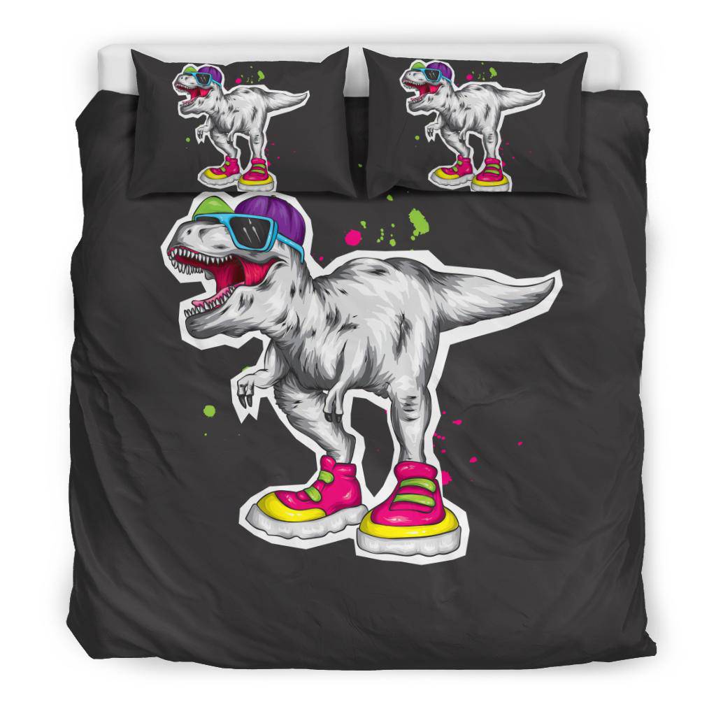 Cool Dinosaur Cap Glasses Sneakers Bedding Set - Top Content | POD Collection | Free Shipping