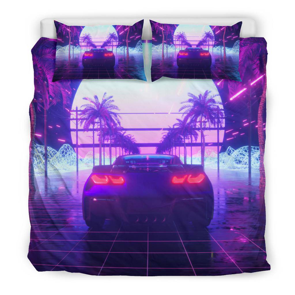 Car Neon Palms Bedding Set - Top Content | POD Collection | Free Shipping