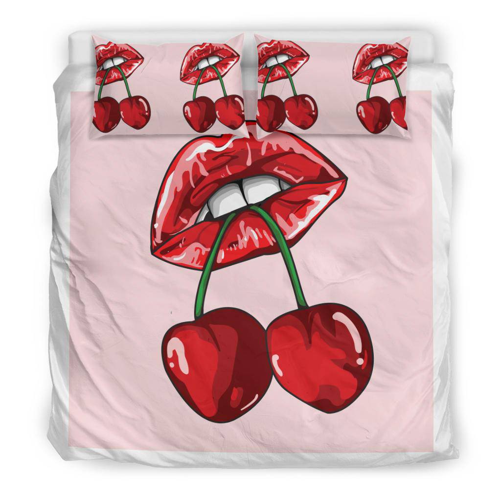 Lips Bitting Cherry Bedding Set - Top Content | POD Collection | Free Shipping