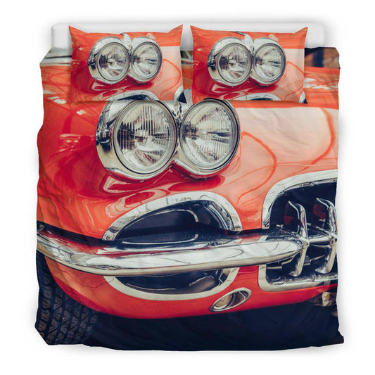 Vintage Red Car Bedding Set - Top Content | POD Collection | Free Shipping