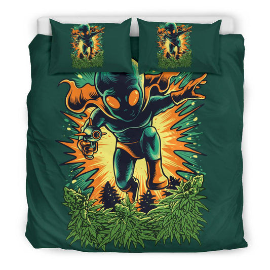 Alien Invades Cannabis Garden Bedding Set - Top Content | POD Collection | Free Shipping