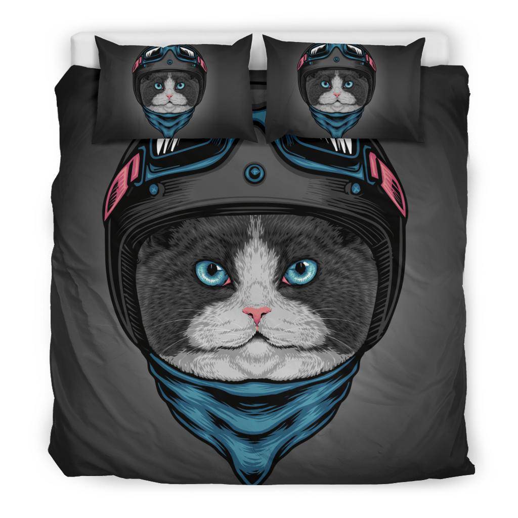 Cat Head with Helmet Bedding Set - Top Content | POD Collection | Free Shipping