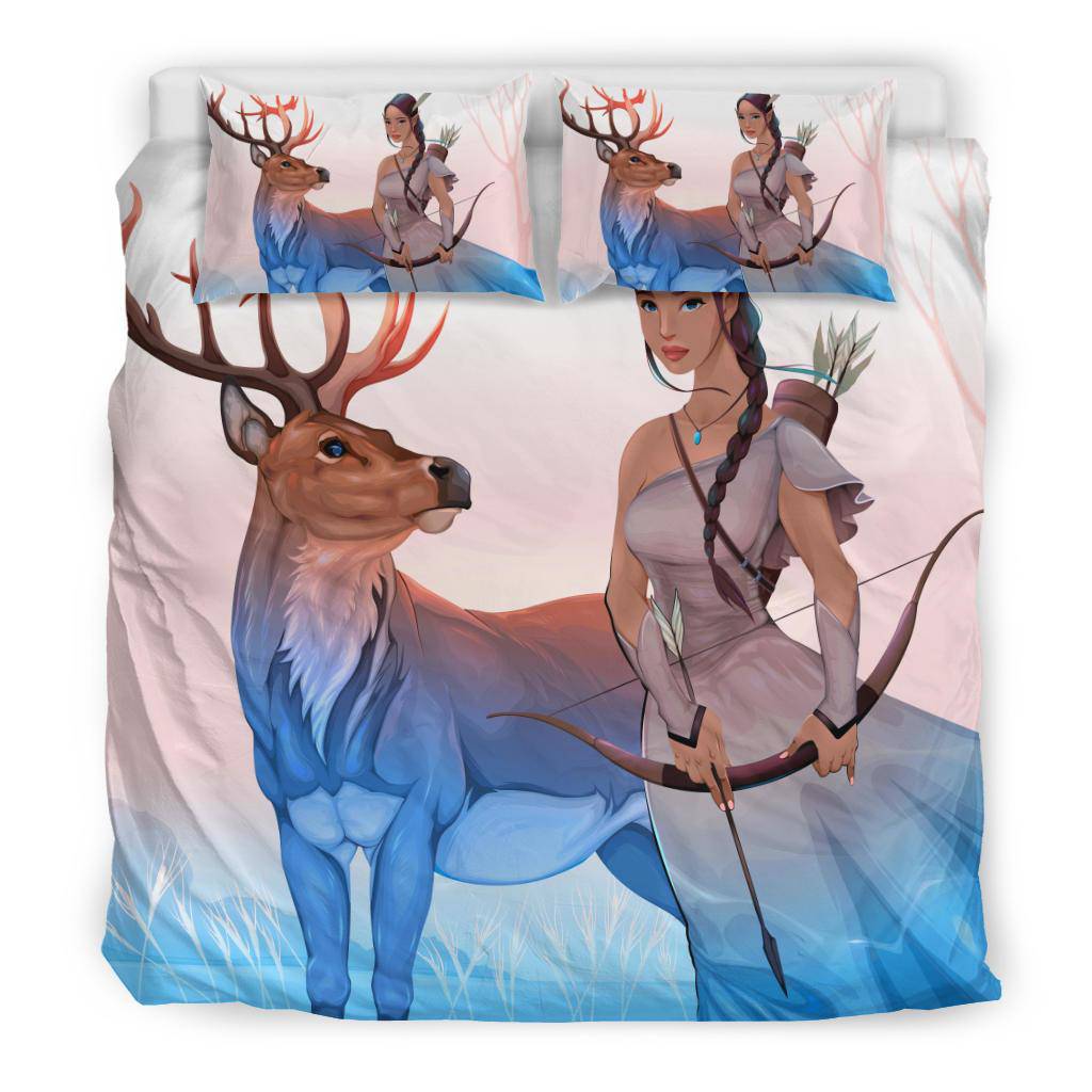 Hunter Woman with a Bow and Deer Bedding Set - Top Content | POD Collection | Free Shipping