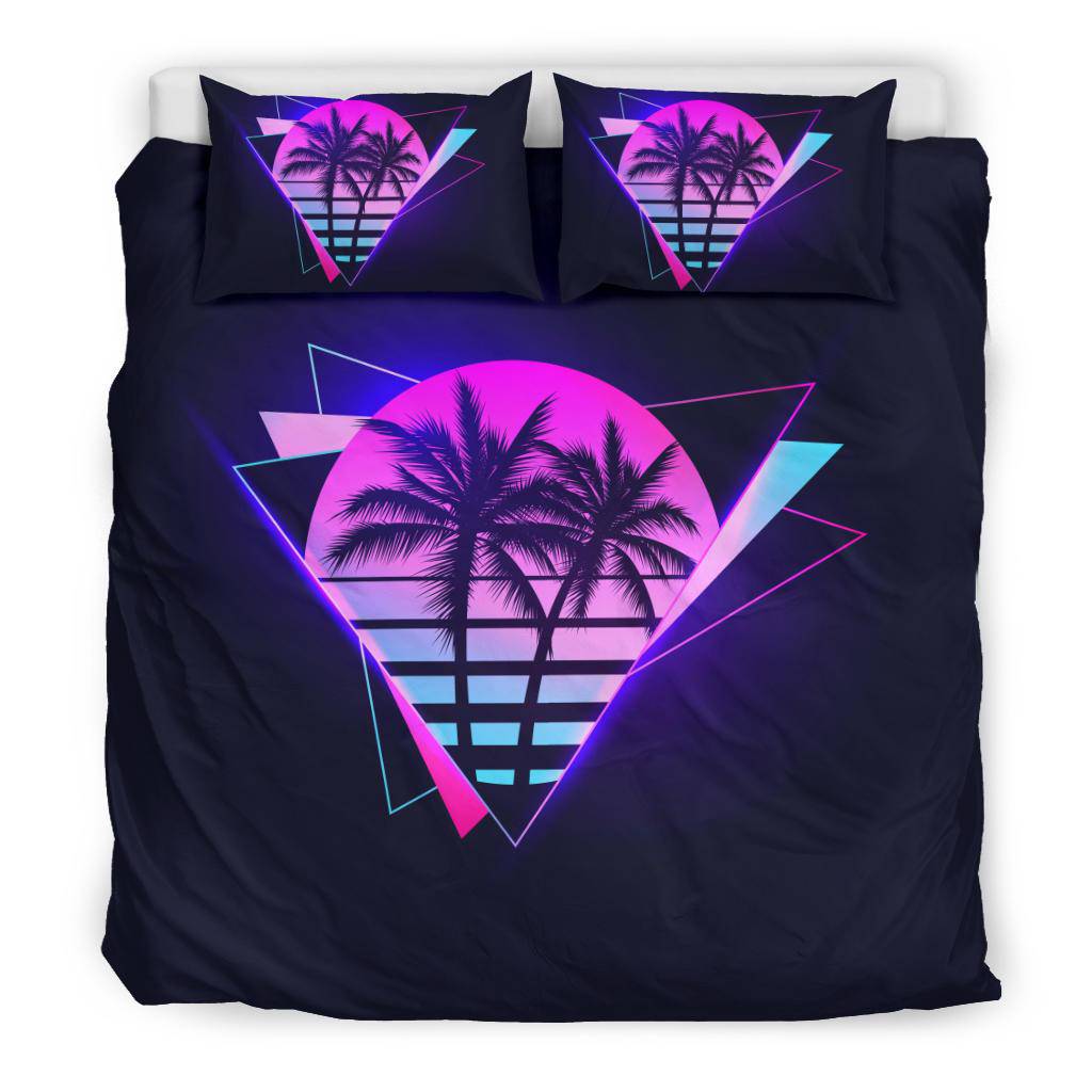 Neon Sunset and Palms Bedding Set - Top Content | POD Collection | Free Shipping