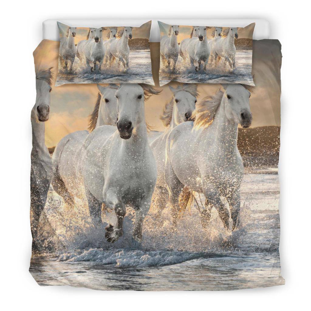 White Horses Bedding Set - Top Content | POD Collection | Free Shipping