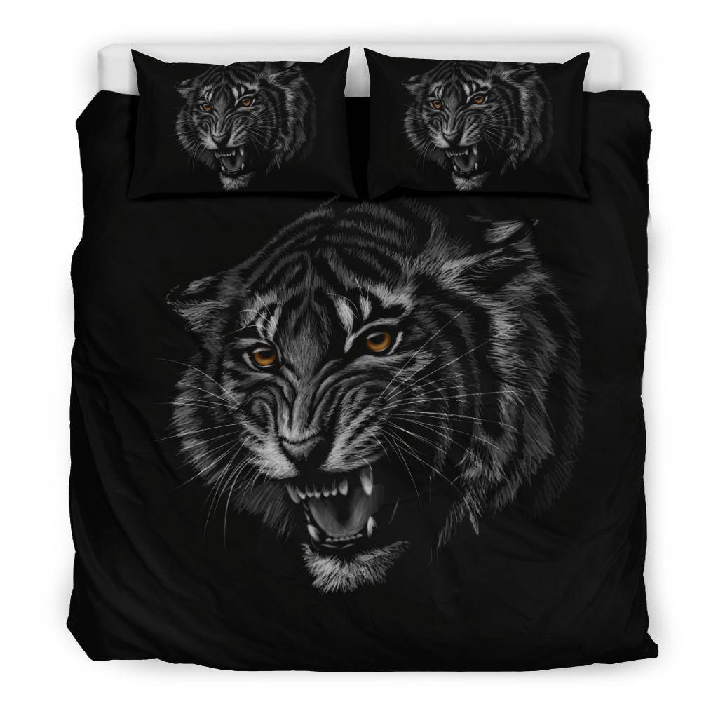 Angry Tiger Cartoon Black Bedding Set - Top Content | POD Collection | Free Shipping