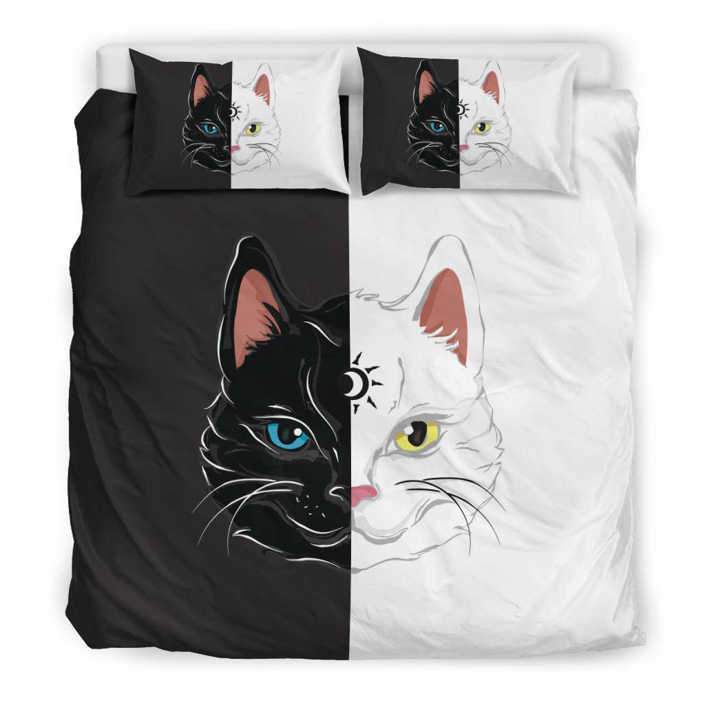 Cat Head Black and White Bedding Set - Top Content | POD Collection | Free Shipping