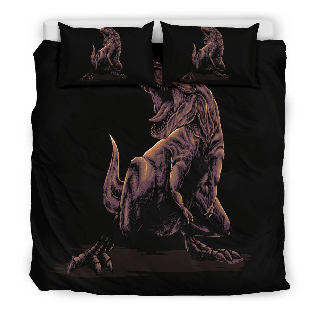 Angry Dinosaur Black Bedding Set - Top Content | POD Collection | Free Shipping