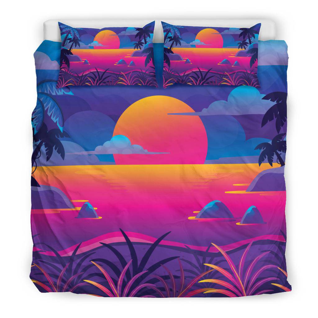 Neon Summer Sunset Bedding Set - Top Content | POD Collection | Free Shipping