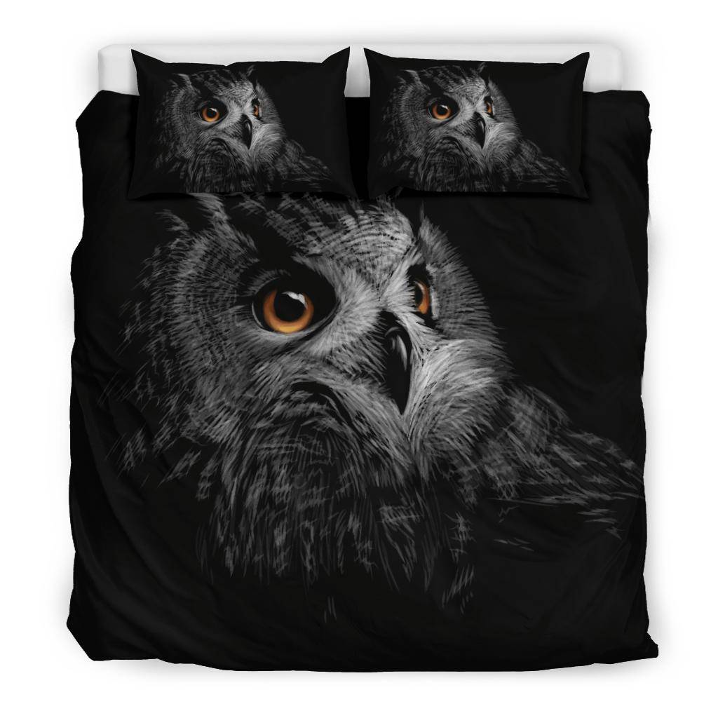 Owl Cartoon Black Bedding Set - Top Content | POD Collection | Free Shipping