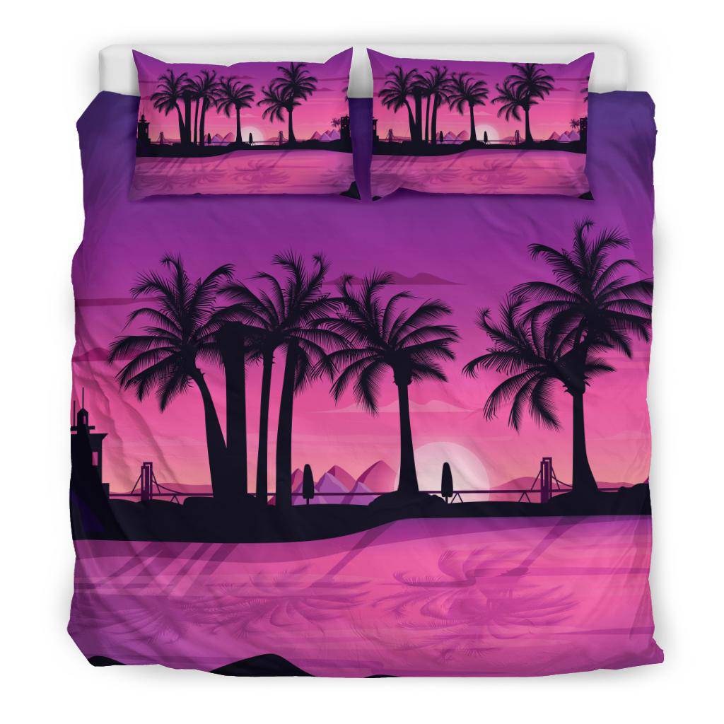 Pink Palm Beach Bedding Set - Top Content | POD Collection | Free Shipping