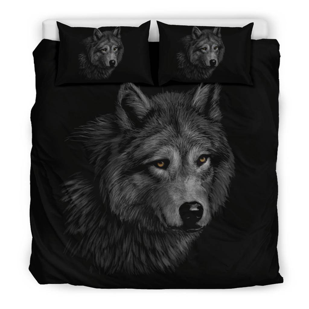 Wolf Cartoon Black Bedding Set - Top Content | POD Collection | Free Shipping