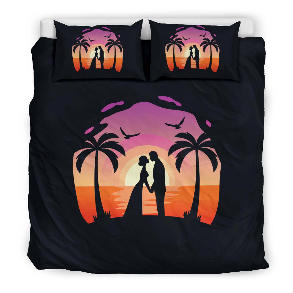 Couple Kiss Sunset Beach Bedding Set - Top Content | POD Collection | Free Shipping