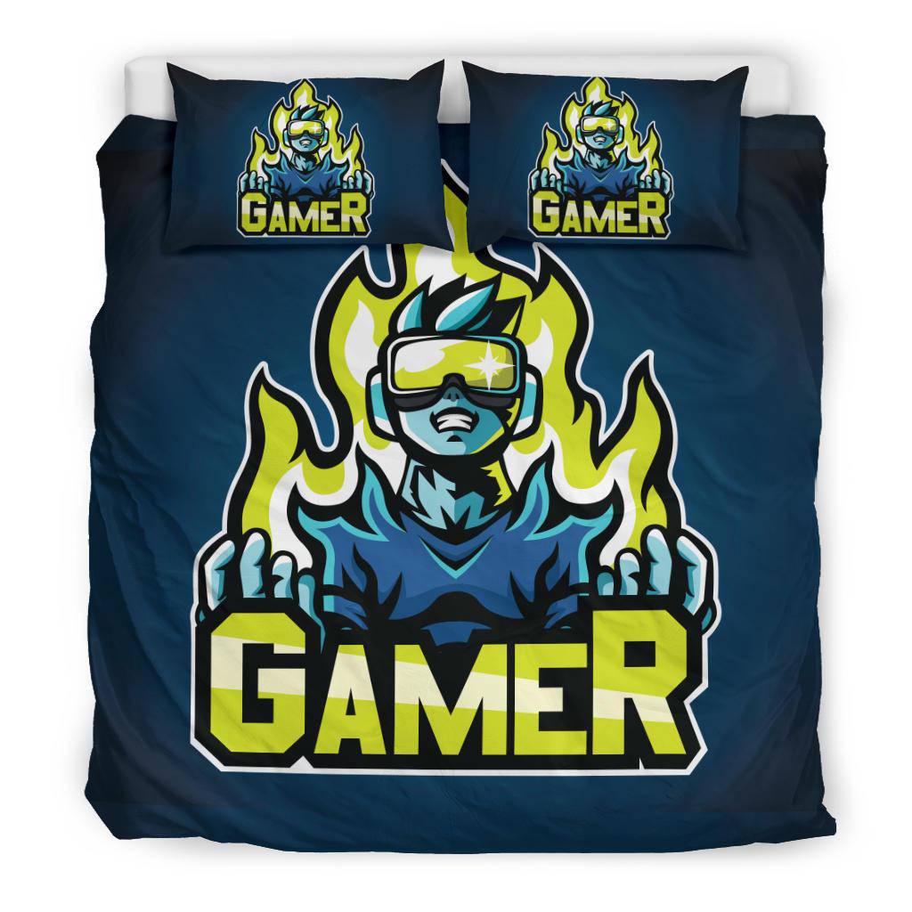 Gamer on Fire Bedding Set - Top Content | POD Collection | Free Shipping