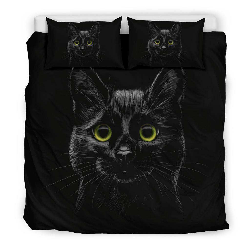 Green Eyes Black Cat Bedding Set - Top Content | POD Collection | Free Shipping