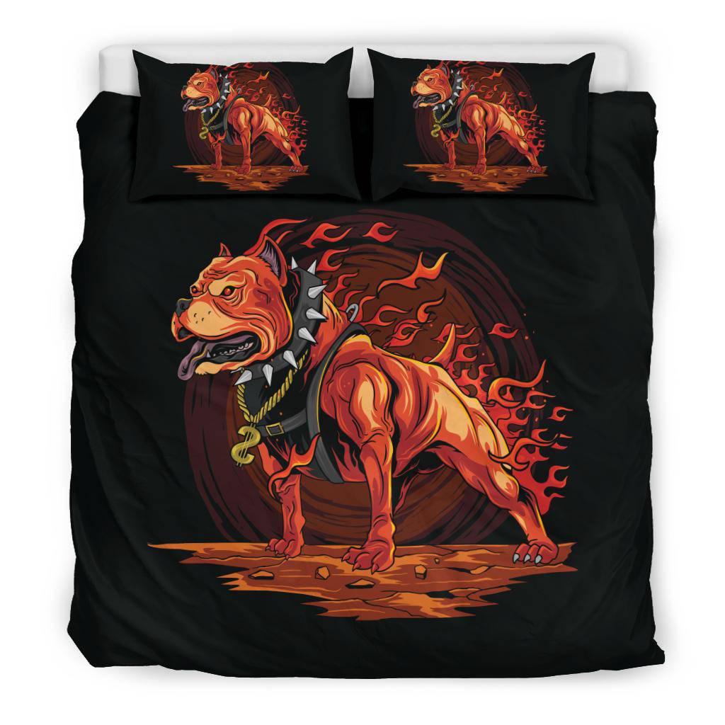 Pitbull Dog On Fire Hell Bedding Set - Top Content | POD Collection | Free Shipping