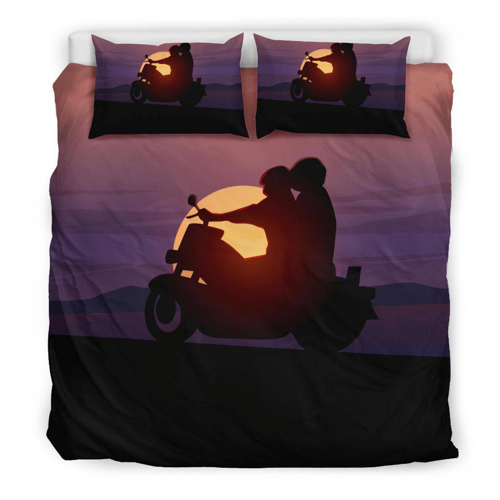 Motorcycle Silhouette Sunset Bedding Set - Top Content | POD Collection | Free Shipping