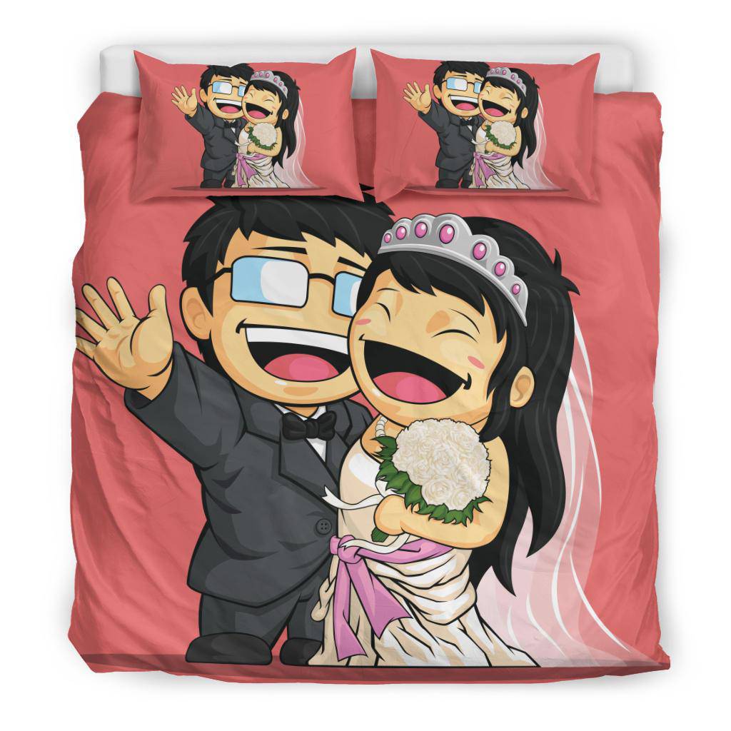 Bride and Groom Cartoon Wedding Gift Bedding Set - Top Content | POD Collection | Free Shipping