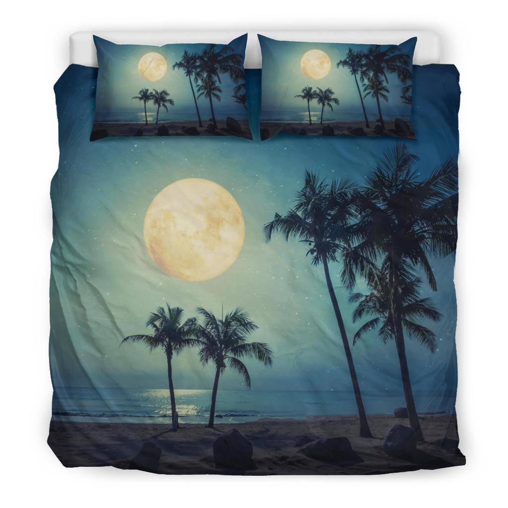 Tropical Beach Palms and Moonlight Bedding Set - Top Content | POD Collection | Free Shipping