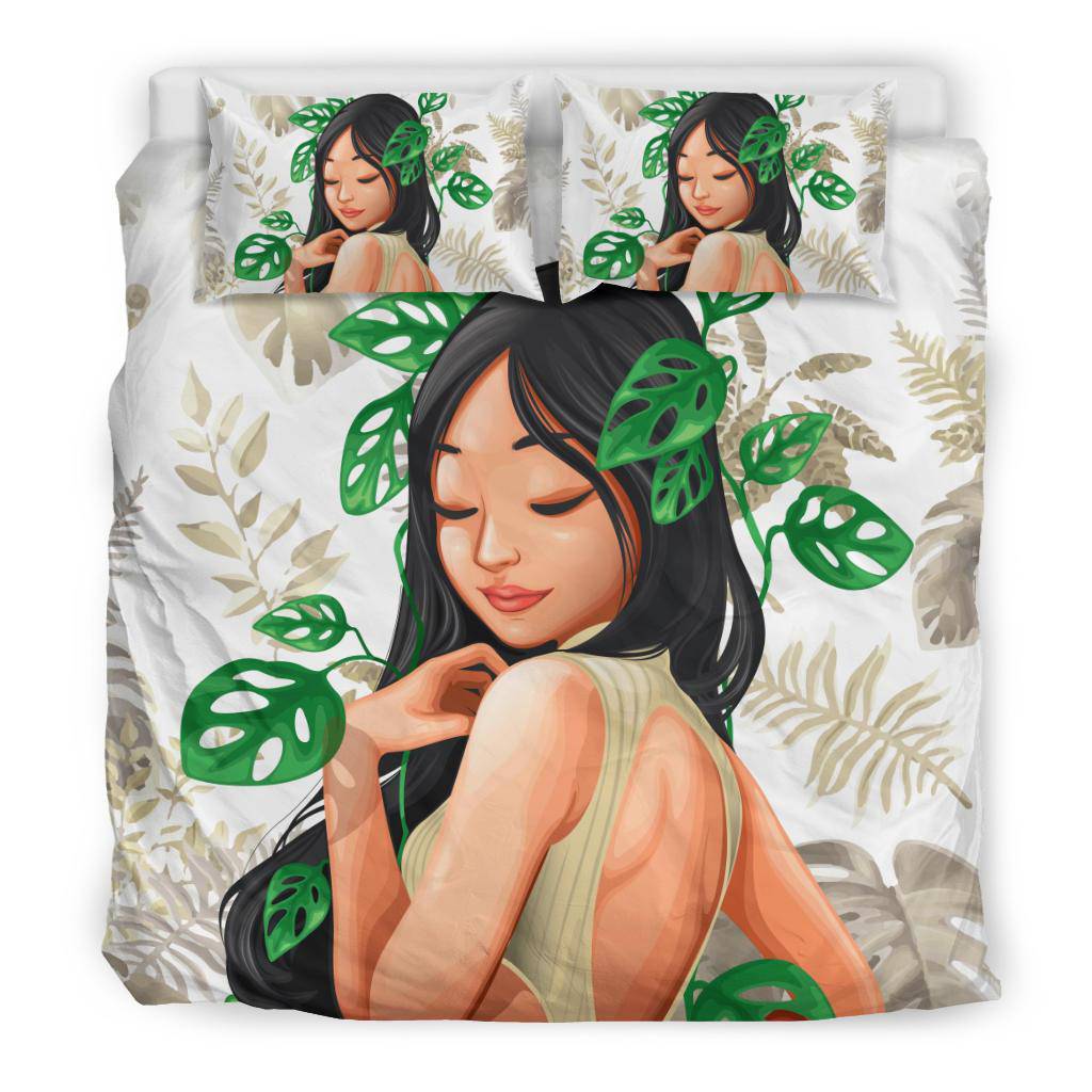 Monstera Plants Girl Love Nature Bedding Set - Top Content | POD Collection | Free Shipping