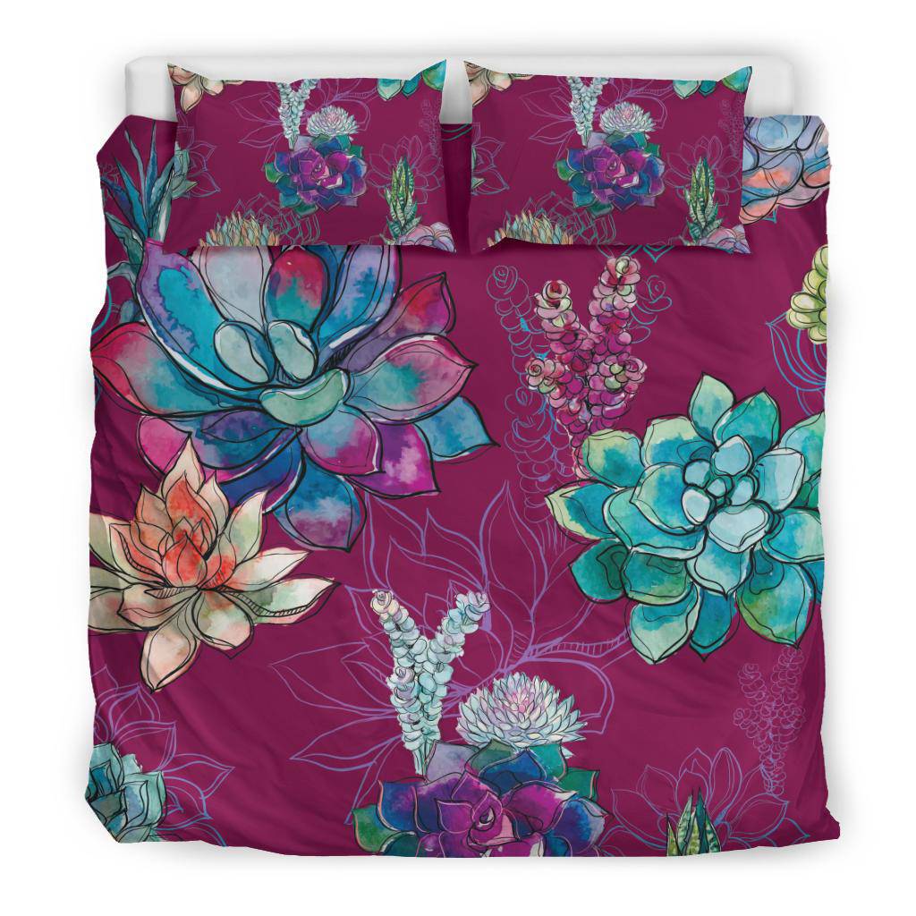 Succulents Plants Flowers Colorful Bedding Set - Top Content | POD Collection | Free Shipping