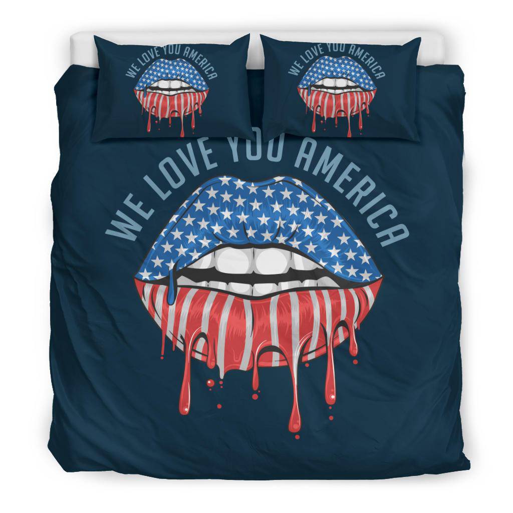 We Love You America Flag Lips Bedding Set - Top Content | POD Collection | Free Shipping