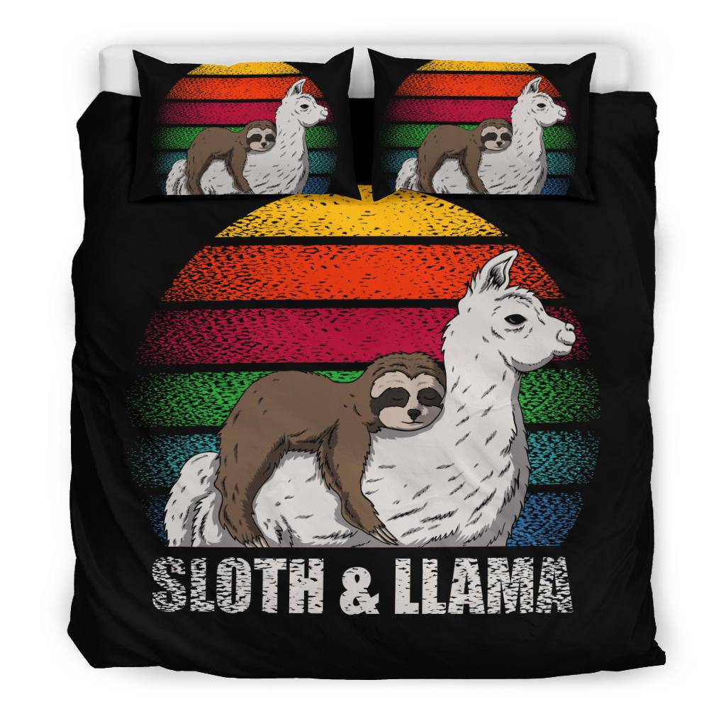 Sloth Llama Retro Sleeping Bedding Set - Top Content | POD Collection | Free Shipping