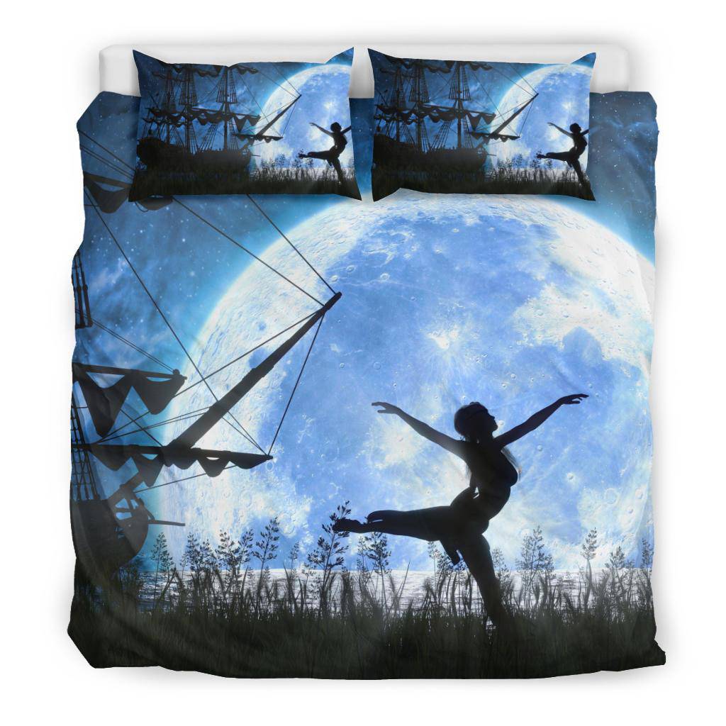 Dancing Girl Ship Moon Night Sky Sea Bedding Set - Top Content | POD Collection | Free Shipping