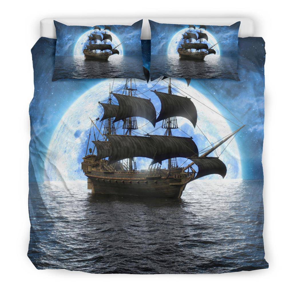 Sea Huge Ship Moon Night Sky Bedding Set - Top Content | POD Collection | Free Shipping