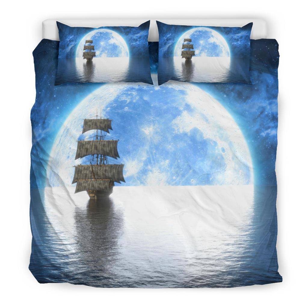 Sea Ship Moon Night Sky Bedding Set - Top Content | POD Collection | Free Shipping