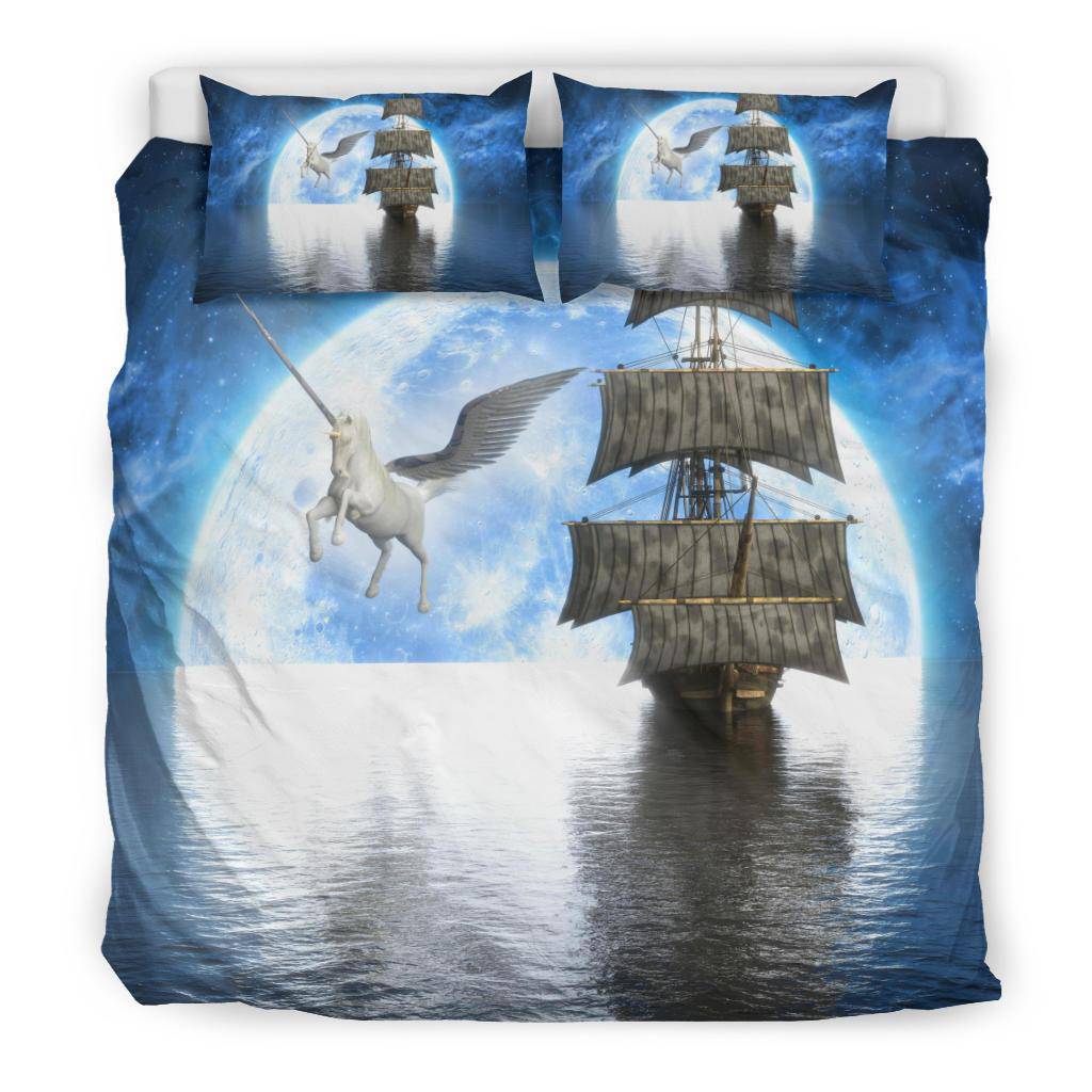 Ship Pegasus Horse Sea Moonlight Night Sky Stars Bedding Set - Top Content | POD Collection | Free Shipping