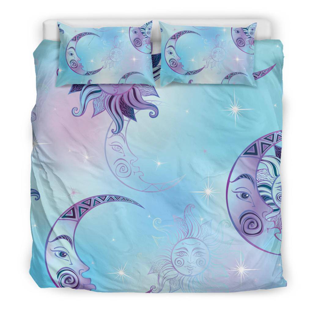 Astrology Moon Sun Stars Cartoon Blue Bedding Set - Top Content | POD Collection | Free Shipping