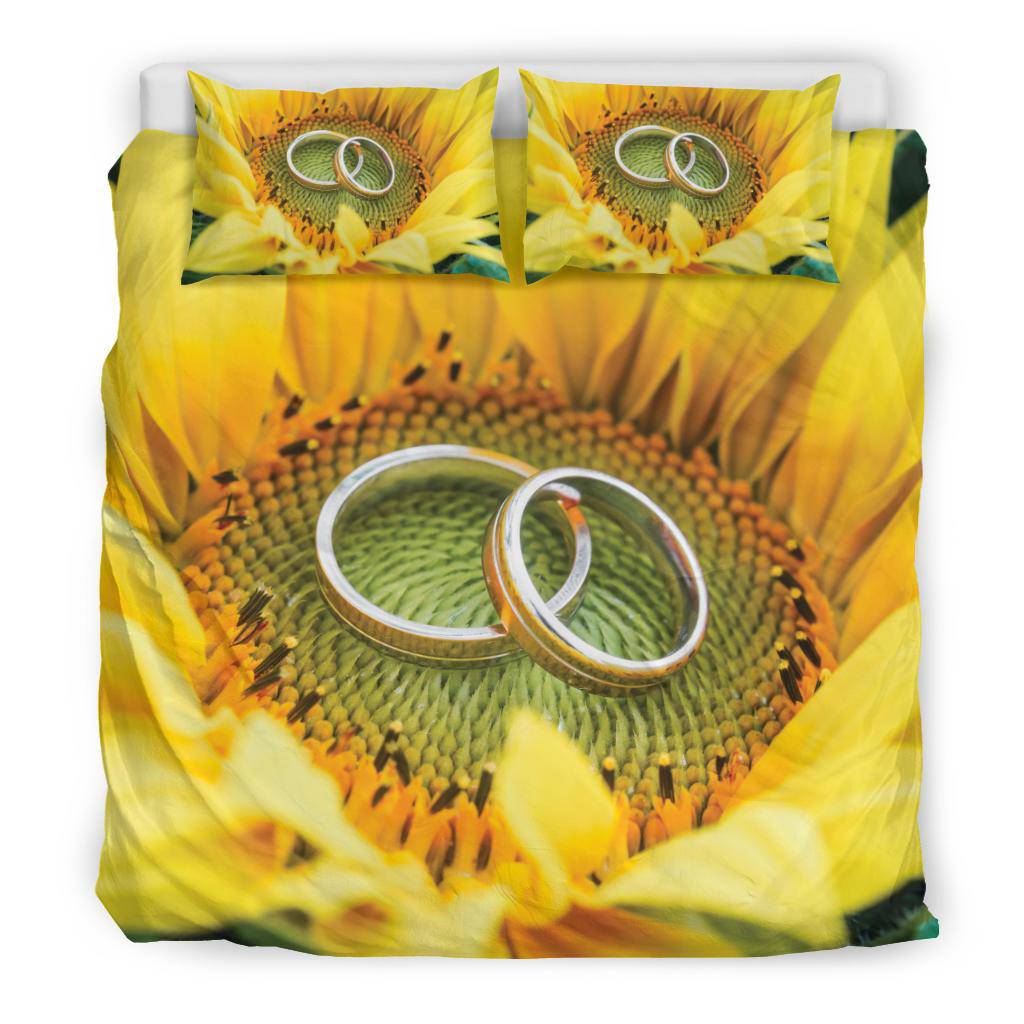 Sunflower Wedding Rings Gift Bedding Set - Top Content | POD Collection | Free Shipping