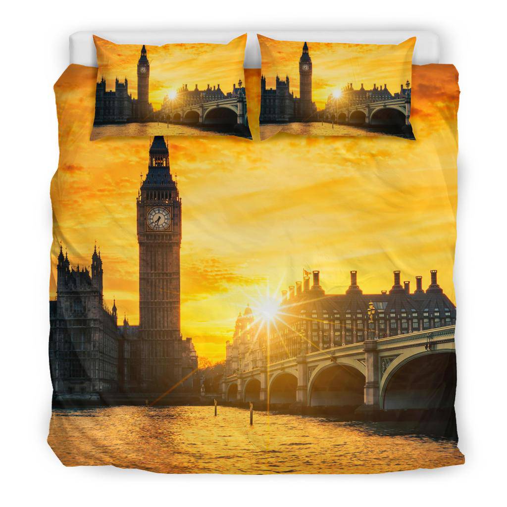 Big Ben Clock Tower London City Bridge Photography Sunset Bedding Set - Top Content | POD Collection | Free Shipping