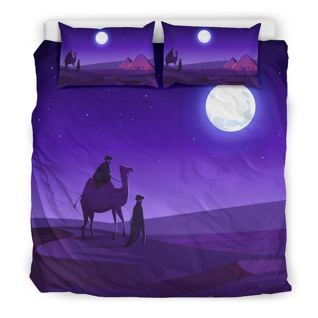 Egypt Pyramids Camel Walk Dark Night Moon Bedding Set - Top Content | POD Collection | Free Shipping