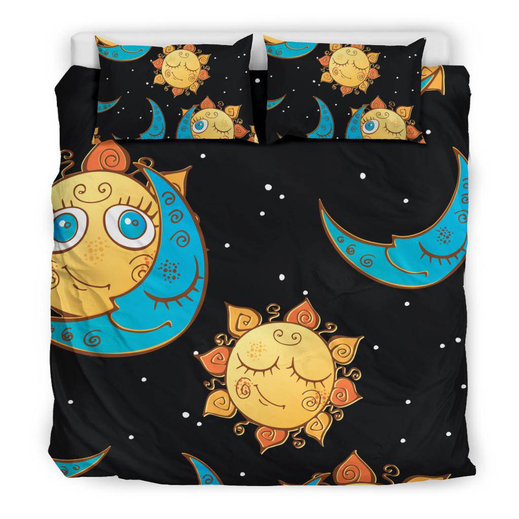 Sun Moon Stars Black Bedding Set - Top Content | POD Collection | Free Shipping