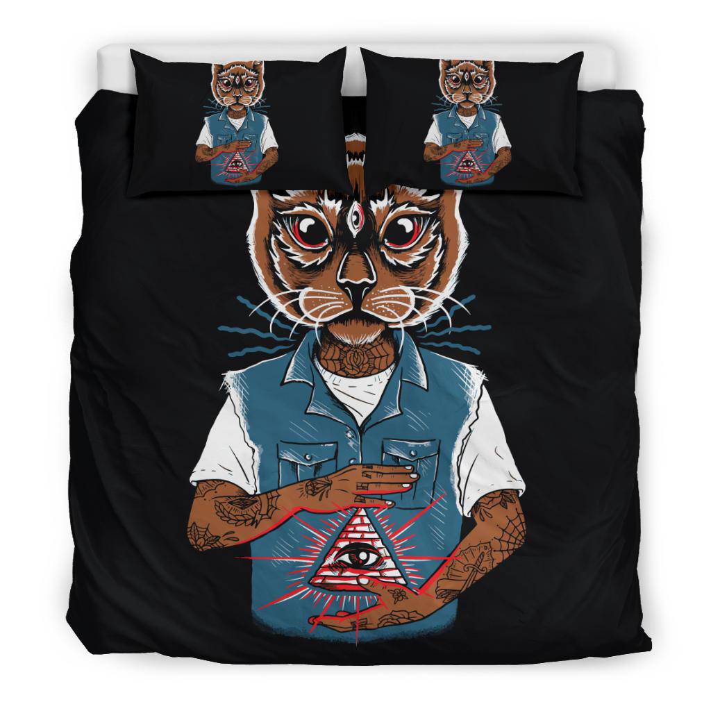 Brown Cat Illuminate Eye Bedding Set - Top Content | POD Collection | Free Shipping