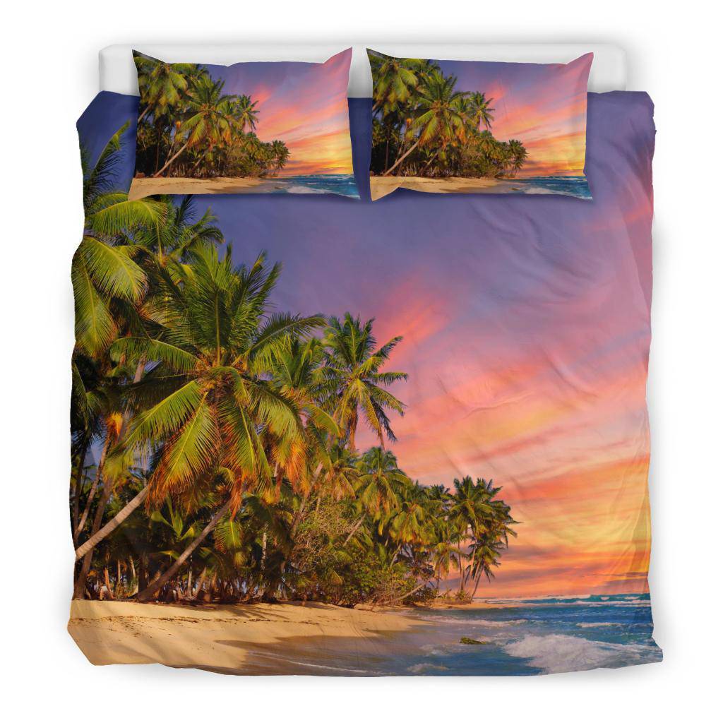 Coconut Beach Palms Sand Sunset Seaside  Bedding Set - Top Content | POD Collection | Free Shipping