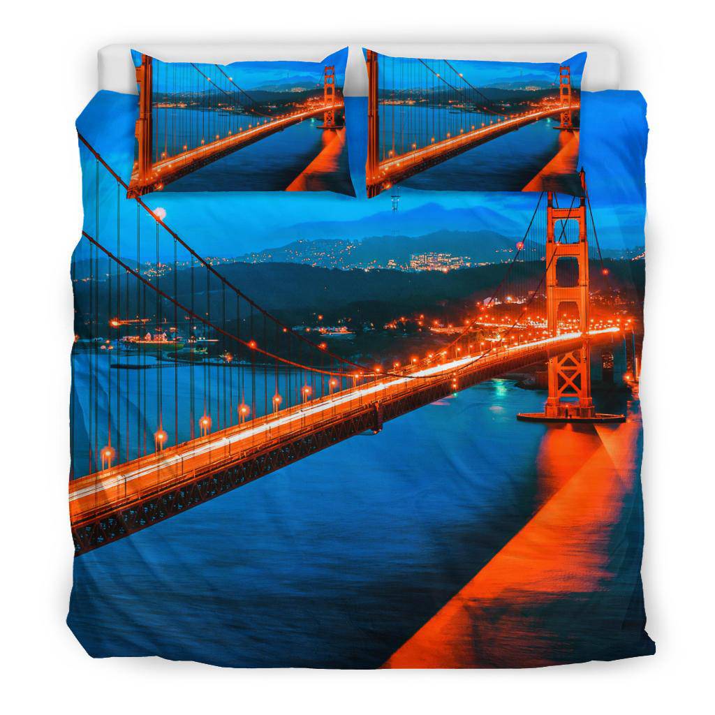 Famous Golden Gate Bridge San Francisco USA Night Bedding Set - Top Content | POD Collection | Free Shipping