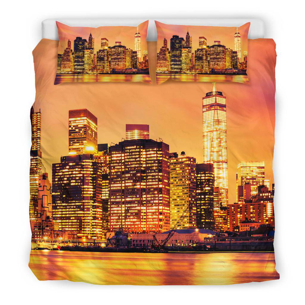 New York City Manhattan Midtown Sunset Lights Bedding Set - Top Content | POD Collection | Free Shipping