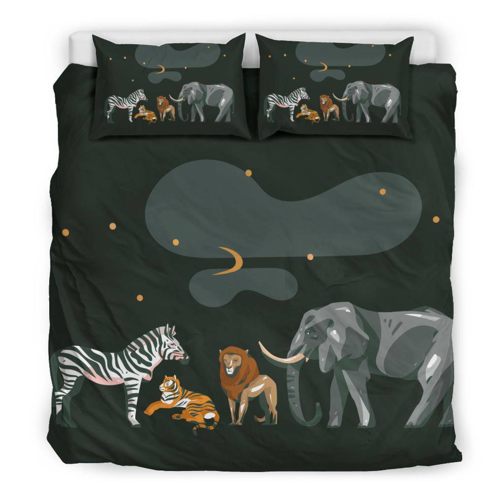 African Saffari Animals Zebra Tiger Lion Elephant Bedding Set - Top Content | POD Collection | Free Shipping