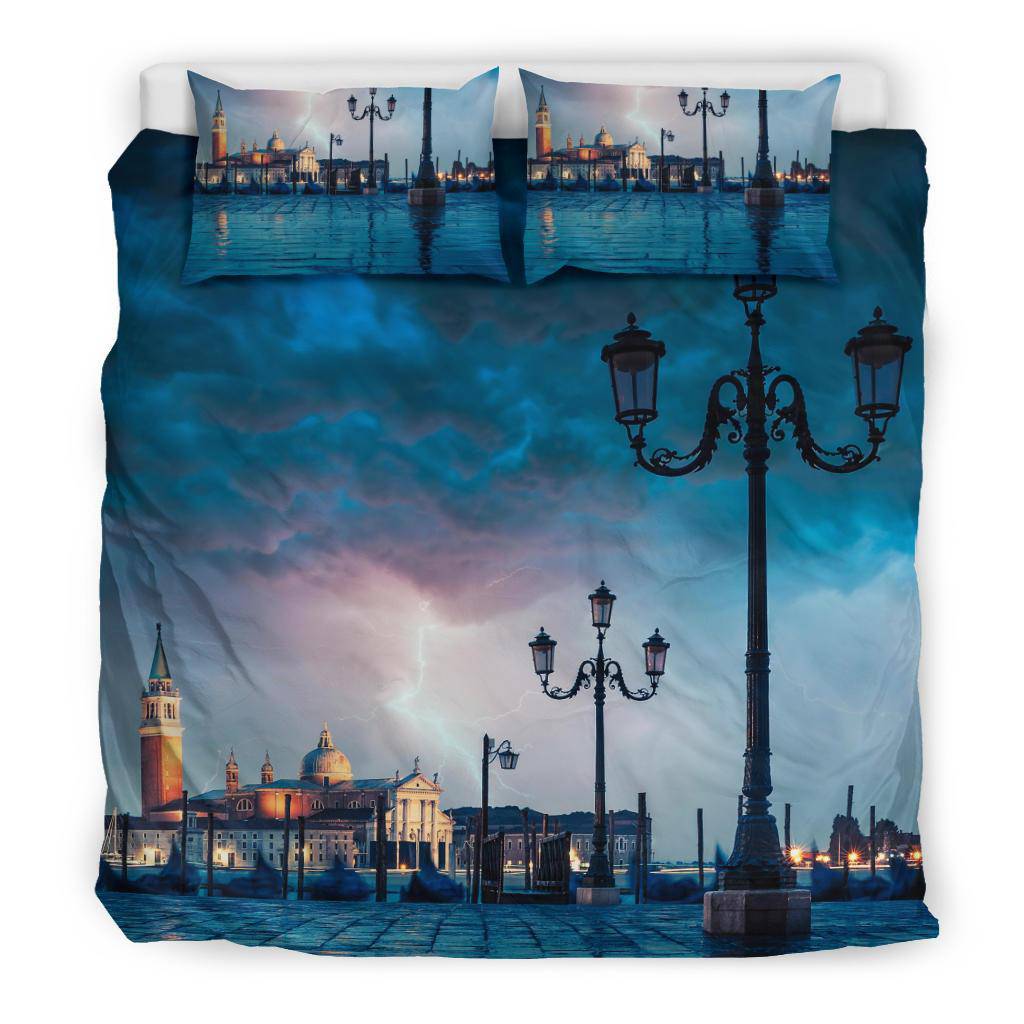 Floating Gondolas Lightining Stikes Rain Photography Bedding Set - Top Content | POD Collection | Free Shipping