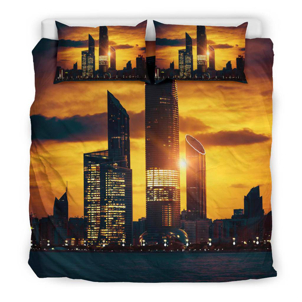 Abu Dhabi Skyline Sunset Arab Emirates Photography City Bedding Set - Top Content | POD Collection | Free Shipping