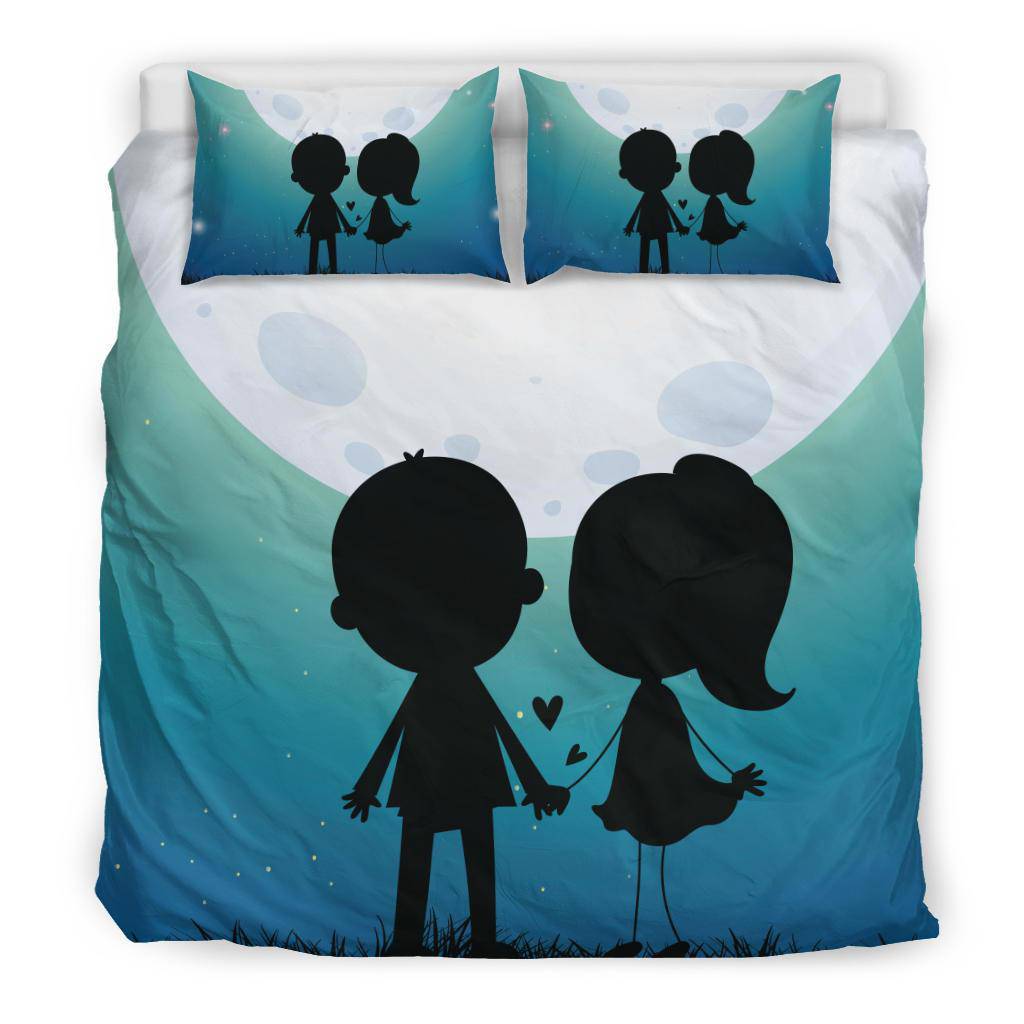 Couple Cartoon Silhouette Love Moonlight Bedding Set - Top Content | POD Collection | Free Shipping