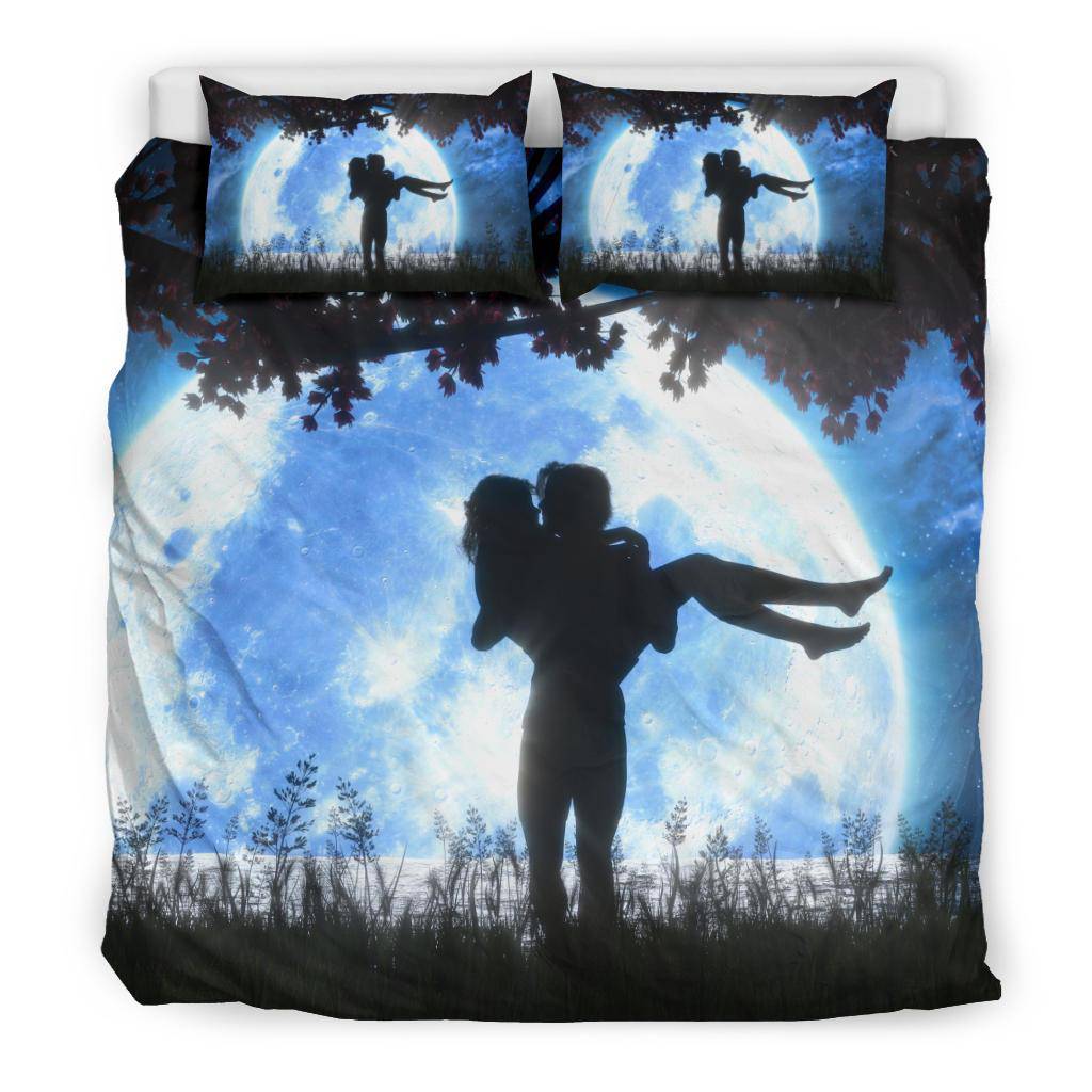 Couple Kissing Moonlight Night Sky Tree Bedding Set - Top Content | POD Collection | Free Shipping