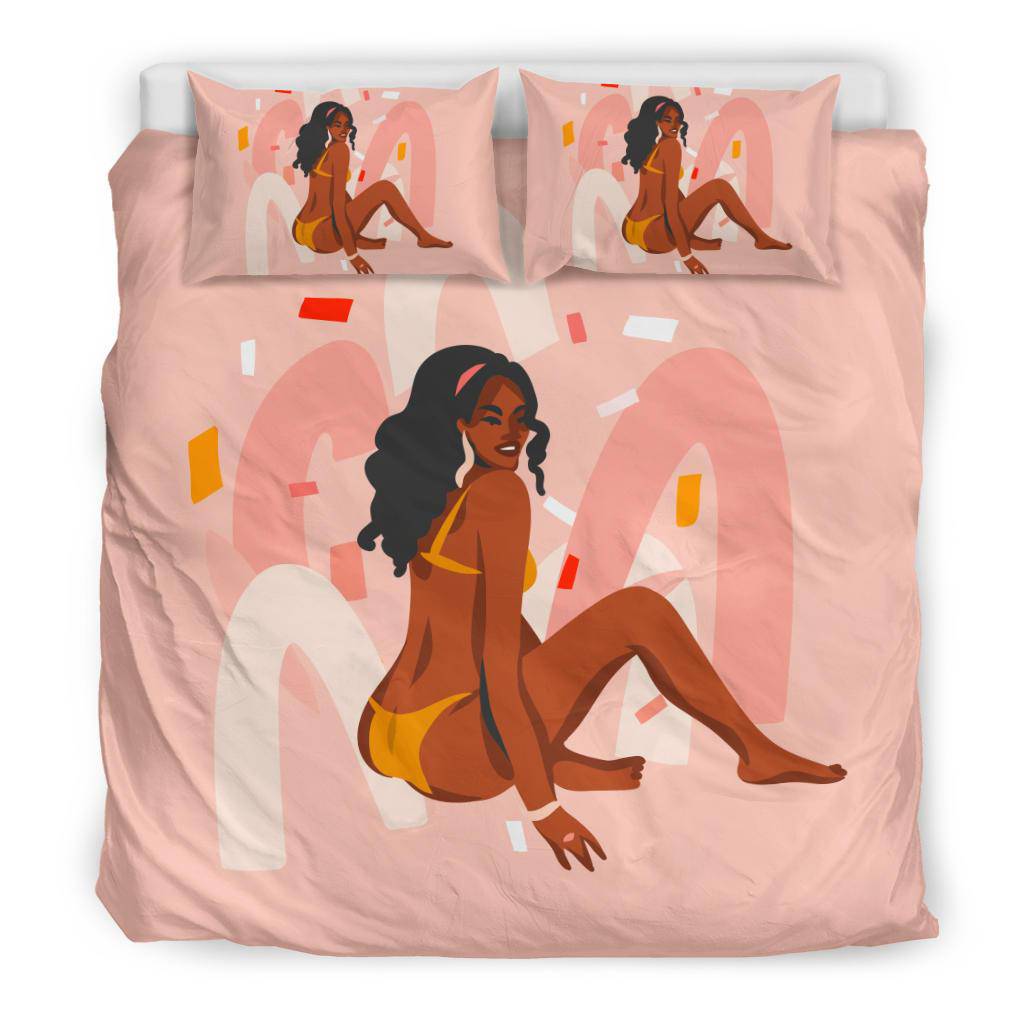 Hand Drawn Afro American Sitting Bikini Party Bedding Set - Top Content | POD Collection | Free Shipping